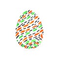 Abstract multi color textured Easter egg isolated on white background. Hand drawn pattern of circles, rounds, dots and lines Royalty Free Stock Photo