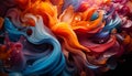 Abstract multi colored backdrop, vibrant liquid wave painting generated by AI