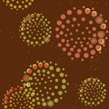 Abstract multi-colored flowers from dots on dark brown background Royalty Free Stock Photo