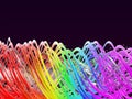 Abstract Multi colored rainbow spring background. Rainbow twisted waves. 3D illustration