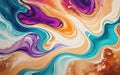 Abstract multi-colored wavy patterns background. Purple turquoise beige stains abstract background.