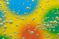 Abstract multicolor bubbles background, circles pattern, liquid art texture. Yellow abstraction with drops, creative geometric Royalty Free Stock Photo