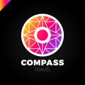 Abstract multicolor compass symbol. Vector logotype design template. Modern concept for travel Royalty Free Stock Photo