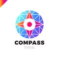 Abstract multicolor compass symbol. Vector logotype design template. Modern concept for travel Royalty Free Stock Photo