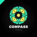 Abstract multicolor compass symbol. Vector logotype design template. Modern concept for travel Royalty Free Stock Photo