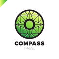 Abstract multicolor compass symbol. Vector logotype design template. Modern concept for travel Royalty Free Stock Photo