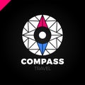 Abstract multicolor compass symbol. Vector logotype design template. Modern concept for travel Royalty Free Stock Photo