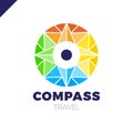 Abstract multicolor compass symbol. Vector logotype design template. Modern concept for travel Royalty Free Stock Photo