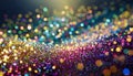 Abstract multicolor glow particle bokeh background