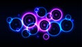 Abstract multicolor party background with bright circles neon glowing bubbles