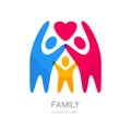 Abstract multicolor people silhouette. Illustration of happy family or kids.