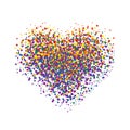 Abstract Multicolor splattered heart shape icon symbol. Art style spotted heart isolated