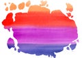 Abstract multicolor Watercolor rainbow circle Blots on white background. Hand drawn red and orange, violet and purple Royalty Free Stock Photo