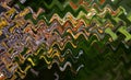 Abstract multicolor zigzag pattern with waves. Artistic image processing created by photo of barberry blooming.
