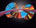 Abstract Multicolored 3D Wheel in Space