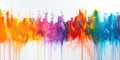 Abstract multicolored banner with colored oil streaks. Colorful paint dripping down on white background Royalty Free Stock Photo