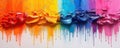 Abstract multicolored banner with colored oil streaks. Colorful paint dripping down on white background Royalty Free Stock Photo