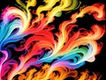 Abstract multicolored fire with smoke, illustration.