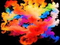 Abstract multicolored fire with smoke, illustration.