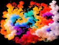 Abstract multicolored fire with smoke, illustration.