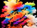 Abstract multicolored fire with smoke, illustration.