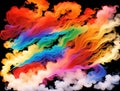 Abstract multicolored fire with smoke, illustration.