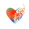 Abstract multicolored heart of butterflies. Happy Valentine`s Day. Vector