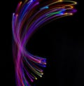 Abstract multicolored lines drawn by light on a black background Royalty Free Stock Photo