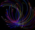 Abstract multicolored lines drawn by light on a black background Royalty Free Stock Photo