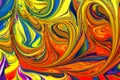 Abstract multicolored liquid paint swirls background Royalty Free Stock Photo