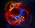 Abstract multicolored nebula in red, orange and blue colors on black. Far and deep space. Royalty Free Stock Photo