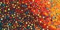 Abstract multicolored polka dot pattern with vibrant gradients and dynamic contrasts, perfect for use in modern graphic design,