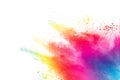 Abstract multicolored powder explosion. Color dust particle splash on background Royalty Free Stock Photo