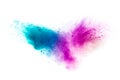 Abstract multicolored powder splash on white background.Freeze motion of color powder exploding