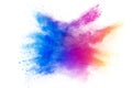 Abstract multicolored powder splatted on white background,Freeze motion of color powder exploding Royalty Free Stock Photo