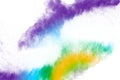 Abstract multicolored powder splatted on white background Royalty Free Stock Photo