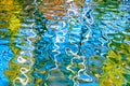 Abstract multicolored reflection of water. Reflection with blue, yellow, orange and green colors Royalty Free Stock Photo