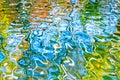 Abstract multicolored reflection of water. Reflection with blue, yellow, orange and green colors Royalty Free Stock Photo