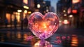 Abstract multicolored romantic glass glowing love heart with magical energy, Valentine's Day concept Royalty Free Stock Photo