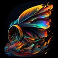 Abstract multicolored turbine engine. AI generative