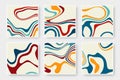 Abstract multicolored waves on a colored background, backgrounds collection. Liquid art texture set.