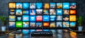 Abstract multimedia background with a mix of web streaming media and tv video technology channels. Royalty Free Stock Photo