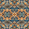 Abstract multitude of leaves design Mirror Pattern. Pattern mirrored repeat for background. Generative AI