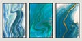 Abstract Mural Wall art beautiful wavy blue background. Three artboards.