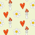 Abstract mushrooms 70s retro pattern