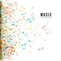 Abstract music background with color notes symbols. Vector Royalty Free Stock Photo