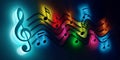 Abstract music background, musical notes and symbols for Christmas carol