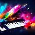 Abstract music background with piano keyboard and musical notes. Vector illustration. Generative AI Royalty Free Stock Photo