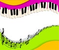 Abstract Music background. rainbow paper and piano keys