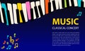 abstract Music background. rainbow piano keys on blue background